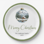 Assiettes En Carton Chic Bohemian Winter Scene Rustic Christmas Plates (Devant)