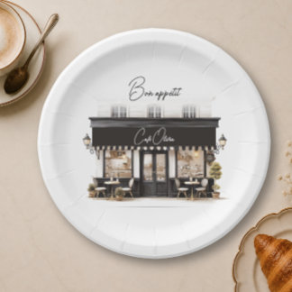 Assiettes En Carton Chic Bon Appétit Noir & Blanc Café Paris Anniversa