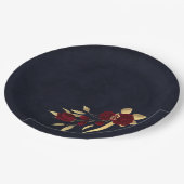 Assiettes En Carton Chic bordeaux et or bleu marine (Angle)