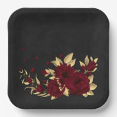 Assiettes En Carton Chic bordeaux et or noir (Recto)