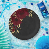 Assiettes En Carton Chic bordeaux et or noir (Fête)