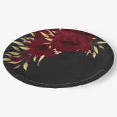 Assiettes En Carton Chic bordeaux et or noir (Angle)