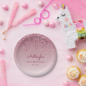 Assiettes En Carton Chic Bourgogne Parties scintillant Drip 18th Birth (Fête)