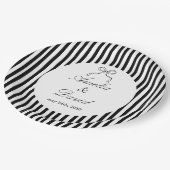 Assiettes En Carton Chic Bow Minimalist Stripe Black White (Angle)