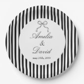 Assiettes En Carton Chic Bow Minimalist Stripe Black White (Devant)