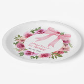 Assiettes En Carton Chic Bow rose Rose Floral Anniversaire (Angle)