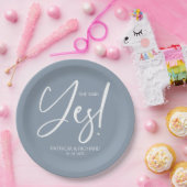 Assiettes En Carton Chic Calligraphie Elle A Dit Oui Engagement (Fête)