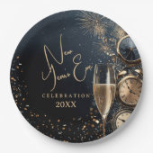 Assiettes En Carton Chic Champagne Time New Year's Eve (Devant)