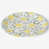 Assiettes En Carton Chic citron et Motif Feuille Monogramme (Angle)