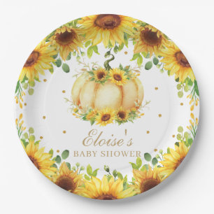 Assiettes En Carton Chic Citrouille Sunflower Baby shower fête d'anni