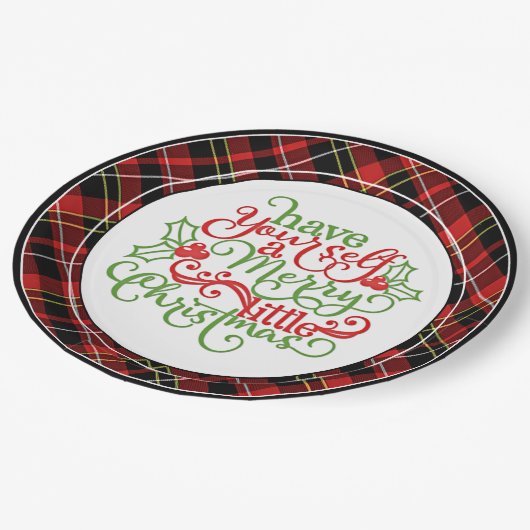 Assiettes En Carton Chic Classique Rouge Noir Jaune Blanc Tartan Motif (Angle)
