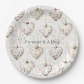 Assiettes En Carton Chic Cream Grey Hearts Ornaments Wedding (Devant)