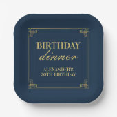 Assiettes En Carton Chic Dîner d'anniversaire Gatsby Or Navy (Recto)