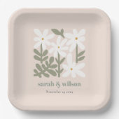 Assiettes En Carton Chic Dusky Blush Rétro Mariage Floral Minimal (Recto)