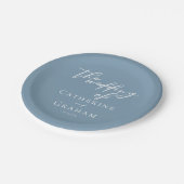Assiettes En Carton Chic Dusty Blue Mariage côtier personnalisé (Angle)