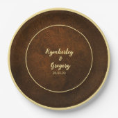 Assiettes En Carton Chic Elegant Brown foncé texturé or Accent (Devant)