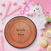 Assiettes En Carton Chic Elegant Burnt Orange Noir Nom (Fête)