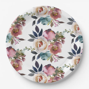 Assiettes En Carton Chic Elegant Romantic Dark Rose Mariage