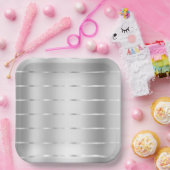 Assiettes En Carton Chic Fête de Mariage Ruban Argenté (Fête)