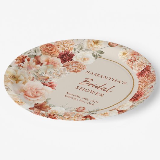 Assiettes En Carton Chic fleurs d'aquarelle couleurs automne couleur c (Angle)