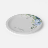 Assiettes En Carton Chic Floral Blue Hydrangea Mariage d'événement (Angle)