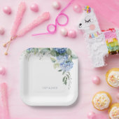 Assiettes En Carton Chic Floral Blue Hydrangea Mariage d'événement (Fête)