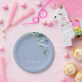 Assiettes En Carton Chic Floral Blue Hydrangea Mariage d'événement (Fête)