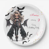 Assiettes En Carton Chic glam gothique effrayant fille fête d'annivers (Devant)