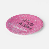 Assiettes En Carton Chic Glam Joyeux anniversaire Hot rose Parties sci (Angle)