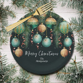 Assiettes En Carton Chic Gold and Green Christmas Tree Ornaments