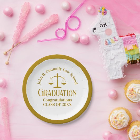 Assiettes En Carton Chic Gold Law School Custom Graduation Party (Fête)