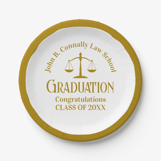 Assiettes En Carton Chic Gold Law School Custom Graduation Party (Devant)