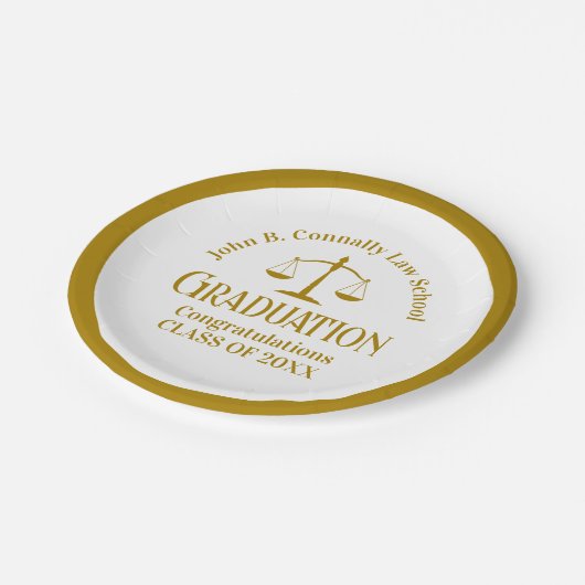 Assiettes En Carton Chic Gold Law School Custom Graduation Party (Angle)