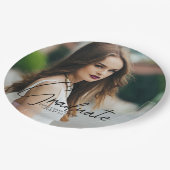 Assiettes En Carton Chic Graduation Photo Black Script Overlay Party (Angle)