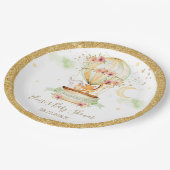 Assiettes En Carton Chic Green Hot Air Balloon Bébé Animaux Neutral (Angle)