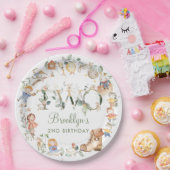 Assiettes En Carton Chic Green Nursery Rhyme 2e anniversaire Neutral (Fête)