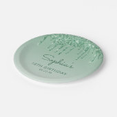 Assiettes En Carton Chic Green Parties scintillant Drip 18e fête d'ann (Angle)