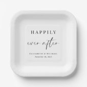 Assiettes En Carton Chic Heureux Jamais Après Mariage (Recto)