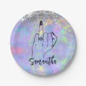 Assiettes En Carton Chic Holographique Bachelorette | Fête nuptiale (Devant)