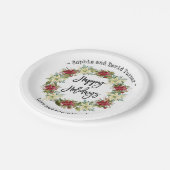 Assiettes En Carton Chic Joyeux Vacances Script Poinsettia Monogramme (Angle)
