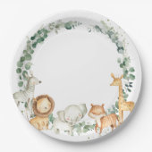 Assiettes En Carton Chic Jungle Animaux Baby shower verdoyant Annivers (Devant)