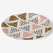 Assiettes En Carton Chic Leopard & Pink Triangle Pattern (Angle)