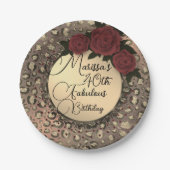 Assiettes En Carton Chic Leopard Rose Fabuleux 40e Anniversaire Papier (Devant)