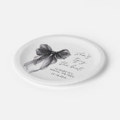 Assiettes En Carton Chic mariage avec noeud papillon noir aquarelle (Angle)