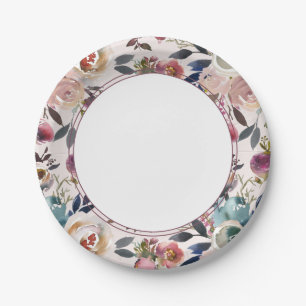 Assiettes En Carton Chic Mariage Boho rose pâle sur rose
