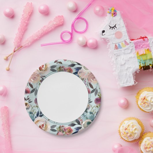 Assiettes En Carton Chic Mariage Boho rose pâle sur vert sage (Fête)