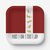 Assiettes En Carton Chic moderne Rouge Blanc Or Chat Noël (Recto)