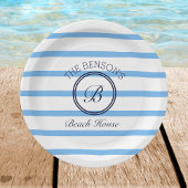 Assiettes En Carton Chic Monogram Blue Stripes Family Beach House