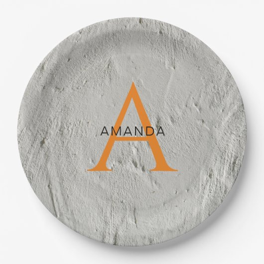 Assiettes En Carton Chic monogramme professionnel uni ajouter votre no (Devant)