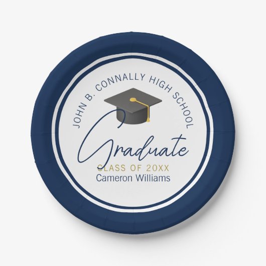 Assiettes En Carton Chic Navy Blue Modern 2025 Graduation Party (Devant)